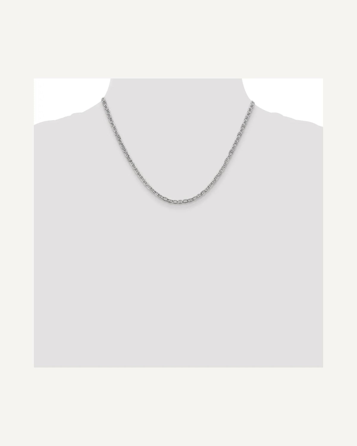 Former on-model view — 14K White Gold 3.2mm Diamond Cut Anchor Chain