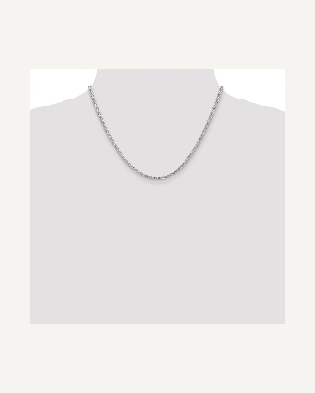 Former on-model view — 14K White Gold 3mm Parisian Wheat Chain