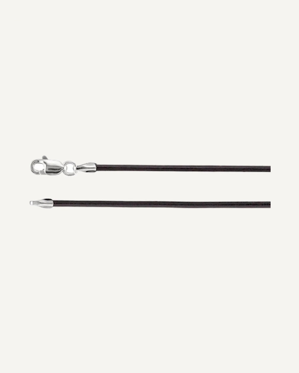14K White Gold 3mm Thick Black Genuine Leather Chain