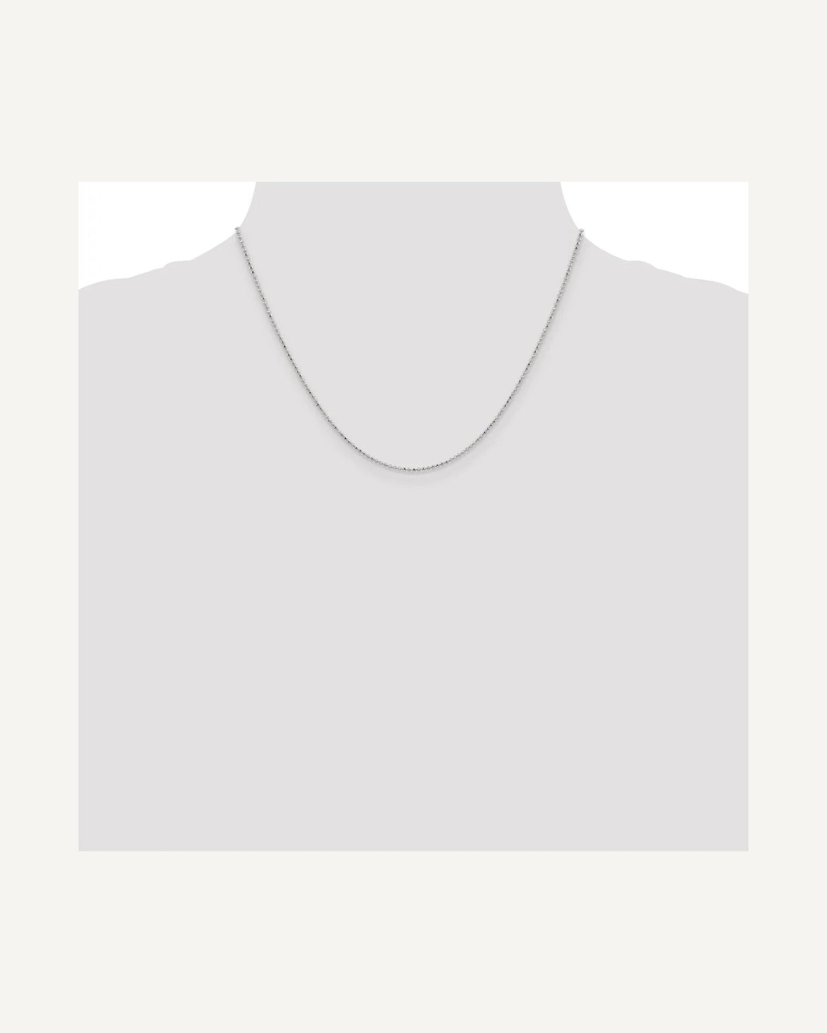 Former on-model view — 14K White Gold1.0mm  Bead Chain
