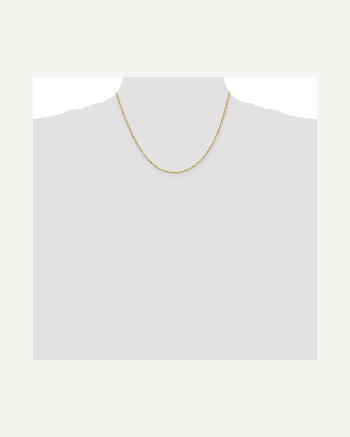 Former on-model view — 14K Yellow Gold 1.5mm Diamond Cut Round Rope Chain