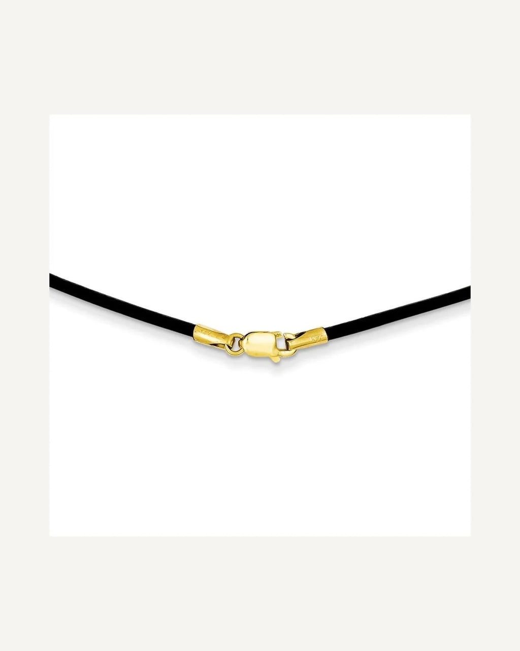 14K Yellow Gold 1.5mm Thick Black Genuine Leather Chain