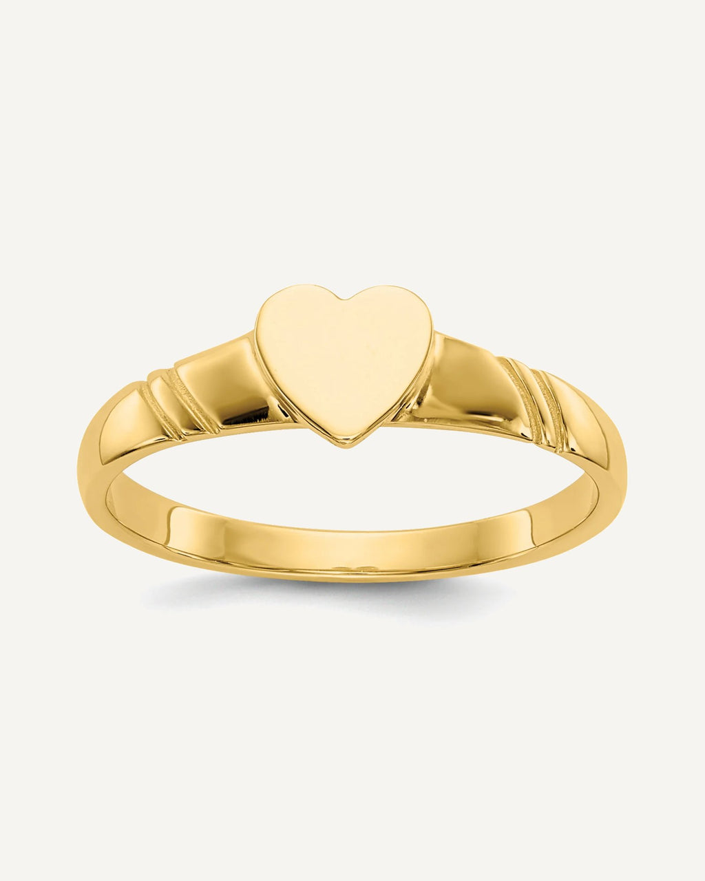 14K Gold Heart Signet Ring