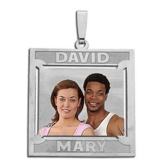 Square Shaped Pendant w/ 2 Names
