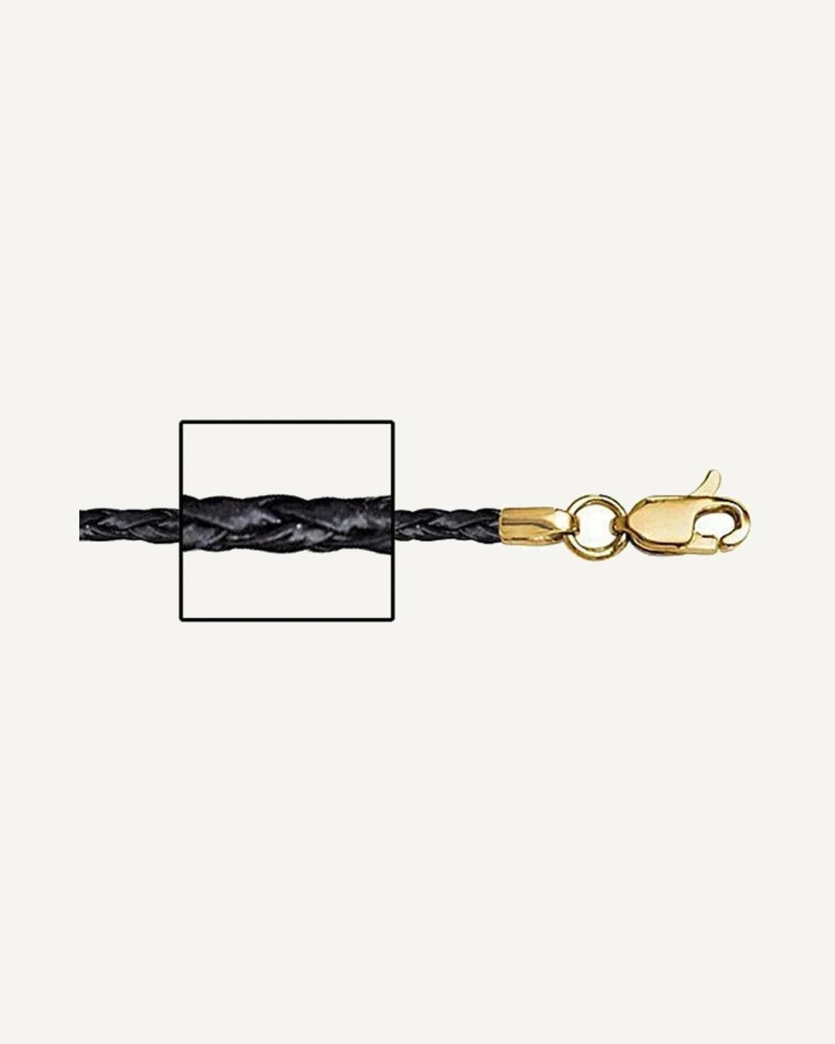 14K Yellow Gold 1.5mm Thick Black Genuine Leather Chain