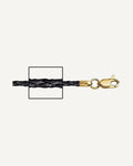 14K Yellow Gold 1.5mm Thick Black Genuine Leather Chain