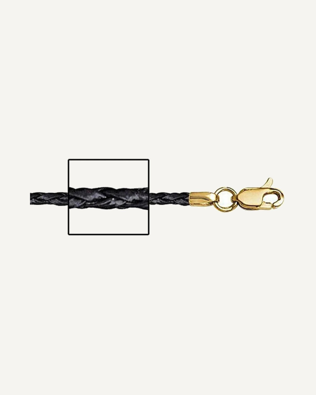 14K Yellow Gold 1.5mm Thick Black Genuine Leather Chain