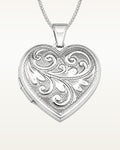 14k White Gold Floral Heart Photo Locket