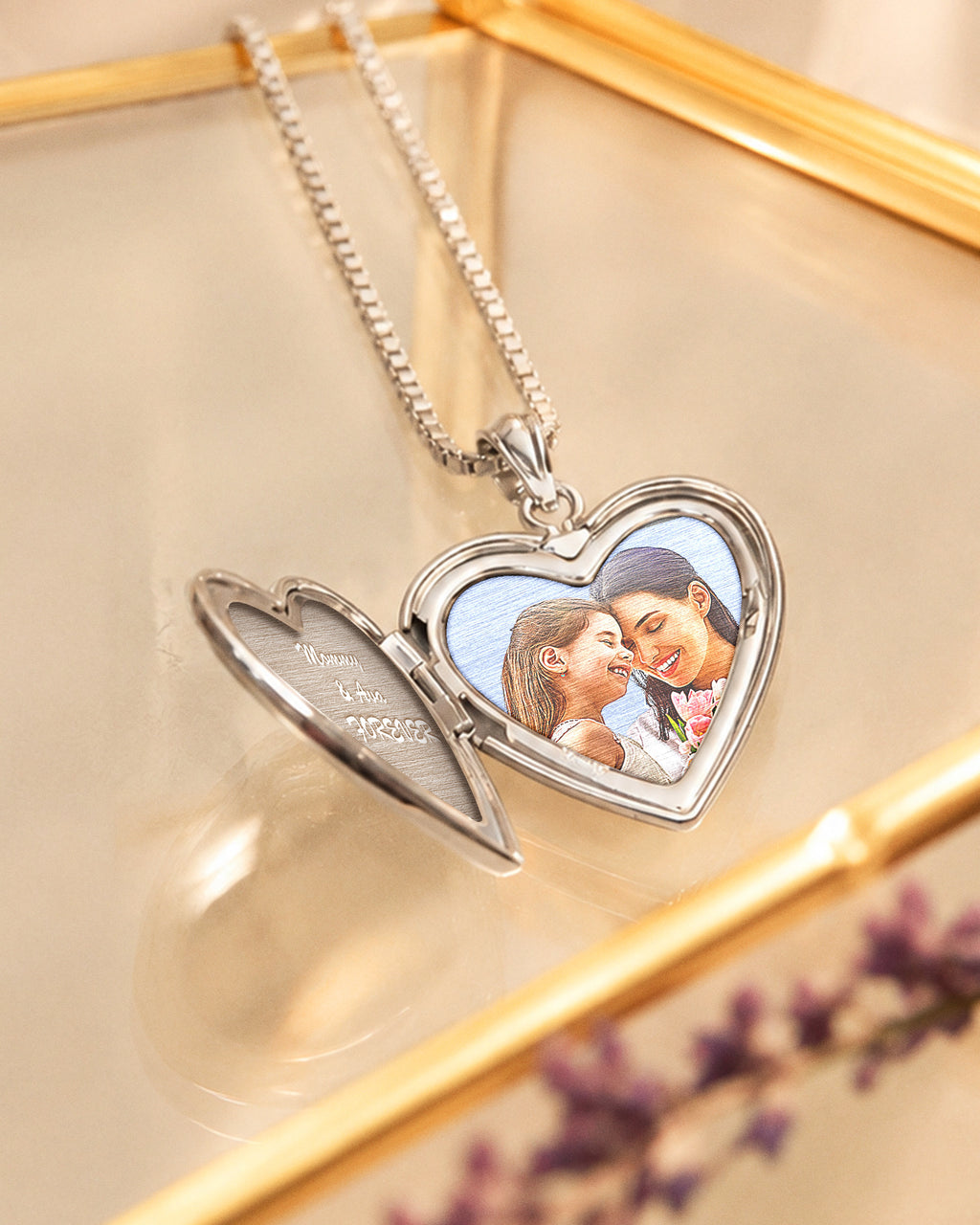 14k White Gold Floral Heart Photo Locket - lifestyle