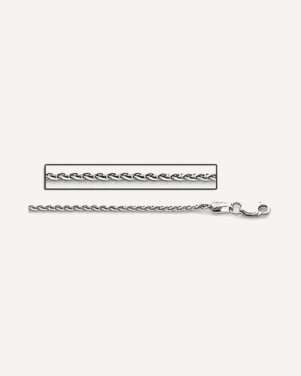 14K White Gold 1.8mm Espiga Wheat Chain