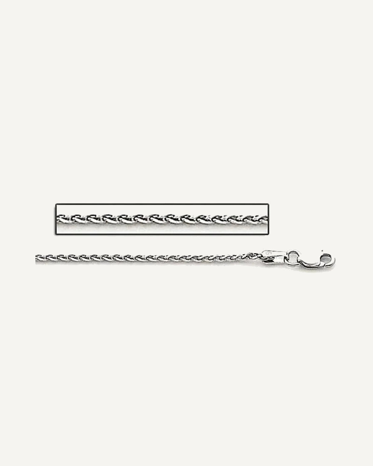 14K White Gold 1.8mm Espiga Wheat Chain