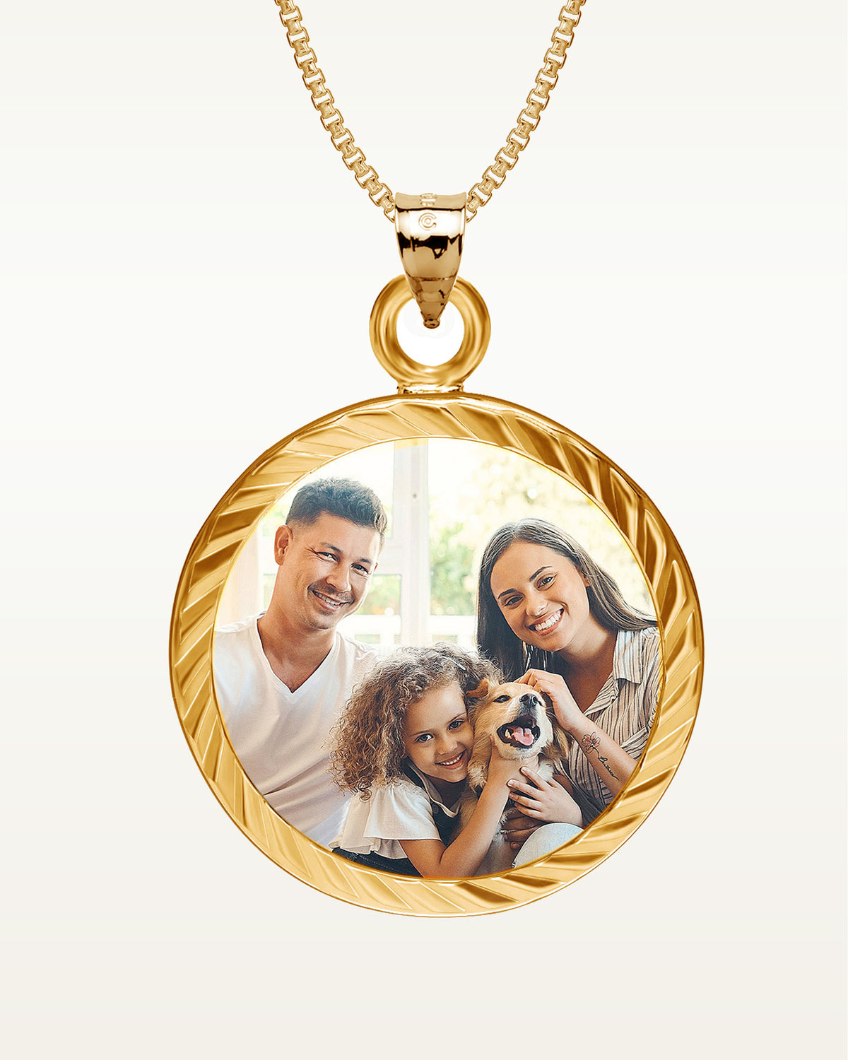 Petite Round Photo Engraved Charm w/ Bezel Frame