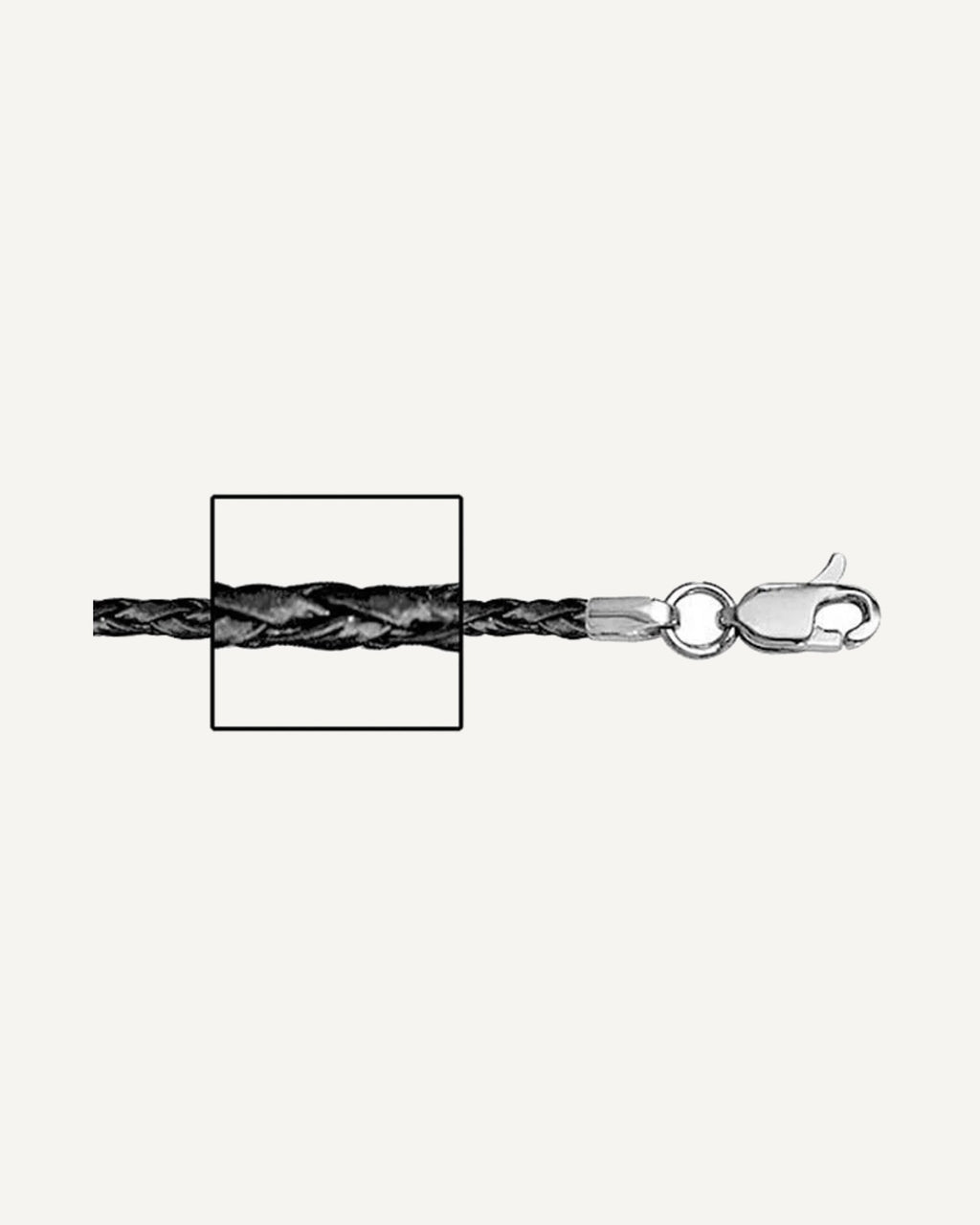 14K White Gold 1.5mm Thick Black Genuine Leather Chain