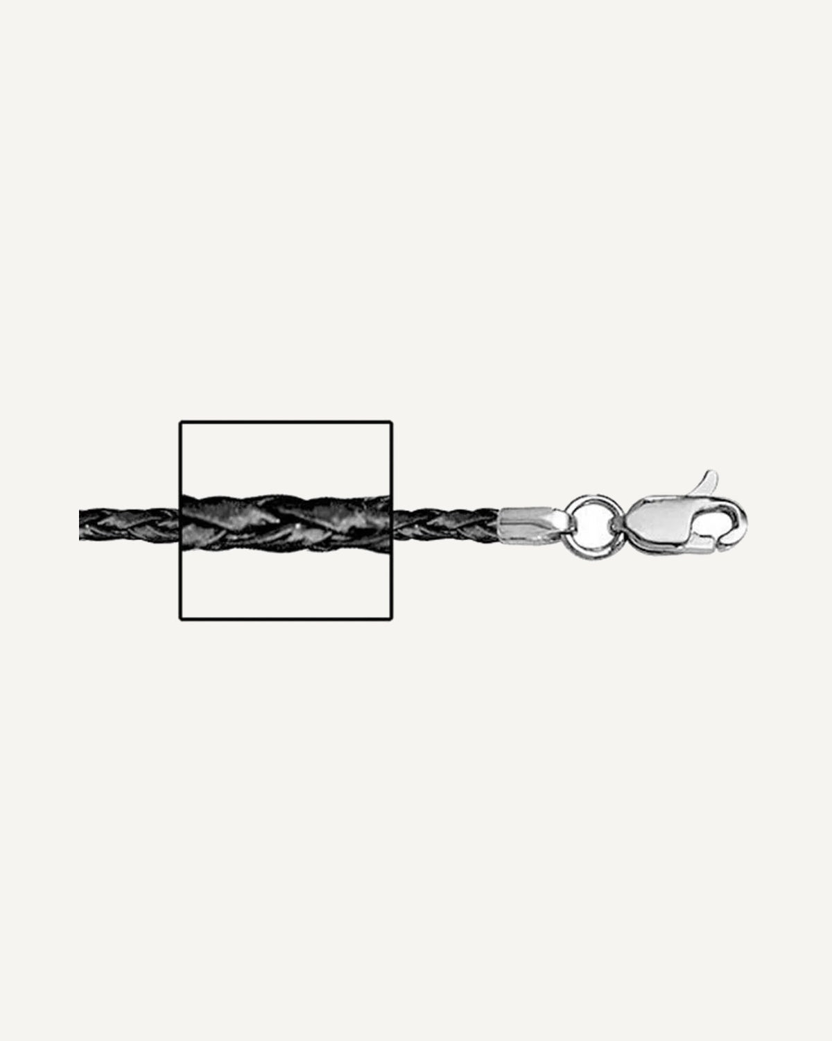 14K White Gold 1.5mm Thick Black Genuine Leather Chain