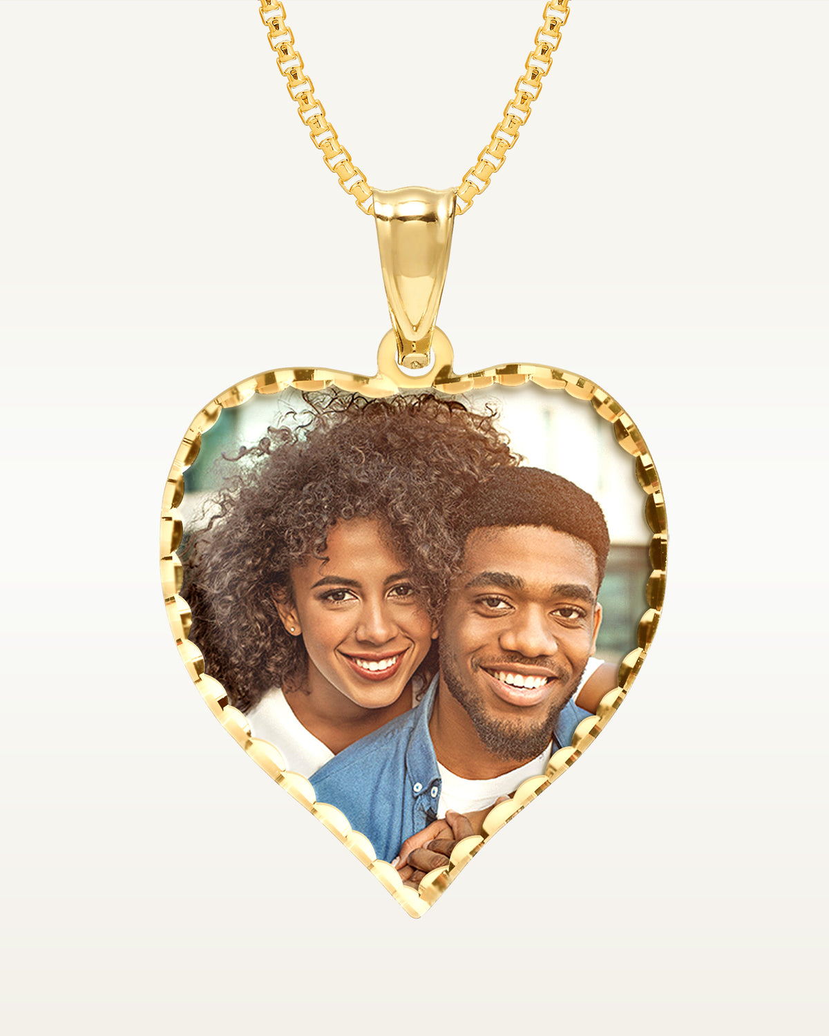 Heart Photo Pendant/Charm with Diamond Cut Edge