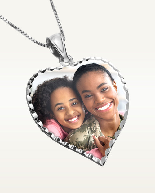 Heart Photo Pendant/Charm with Diamond Cut Edge