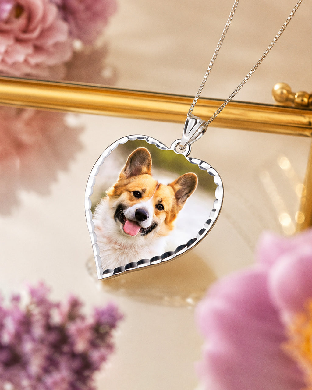 Heart Photo Pendant/Charm with Diamond Cut Edge - lifestyle