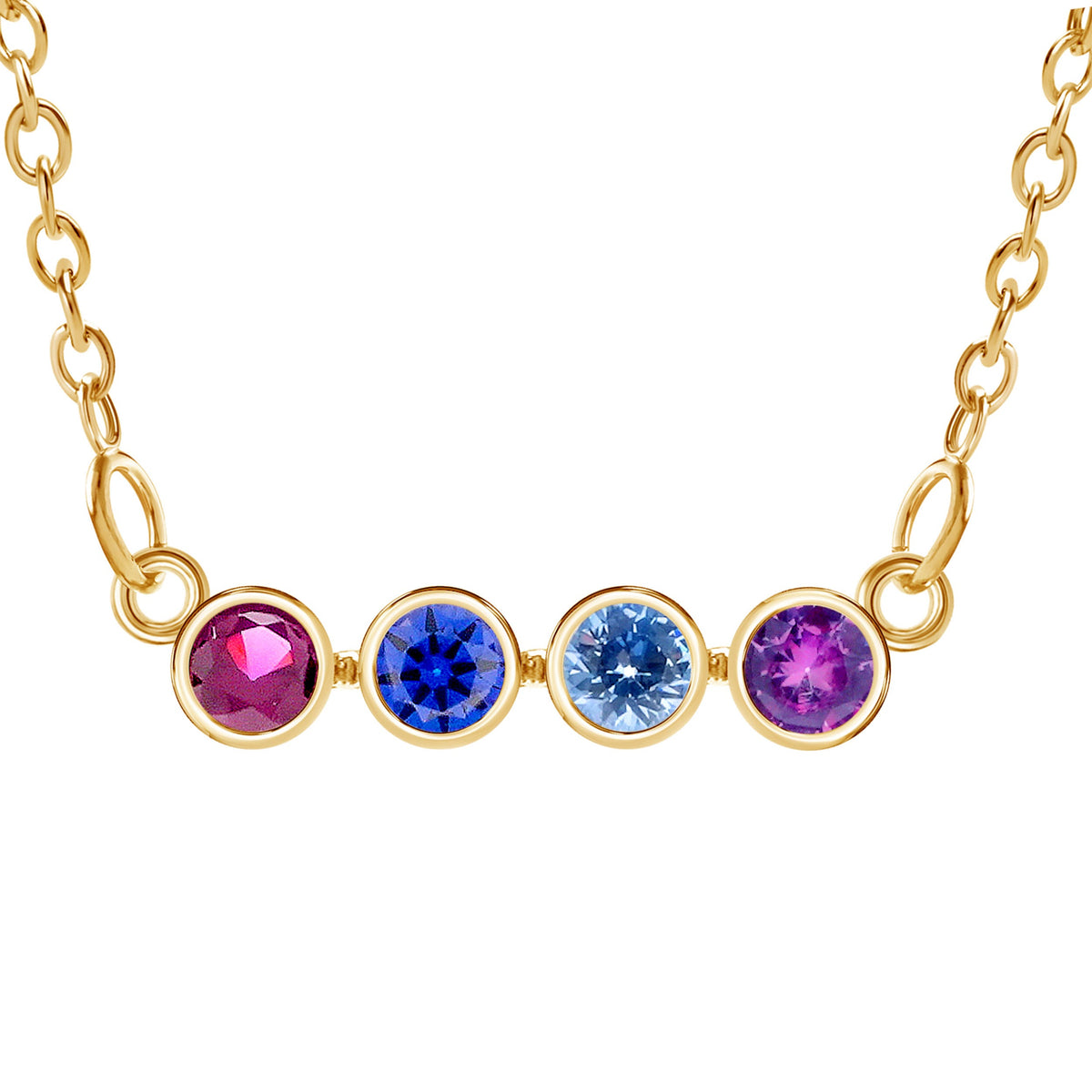 Circle Shaped Mothers Birthstone Necklace