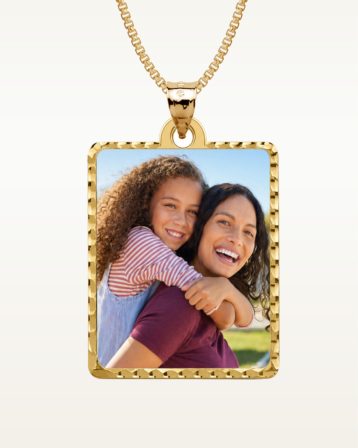 Petite Rectangle w/ Diamond Cut Edge Photo Pendant Charm