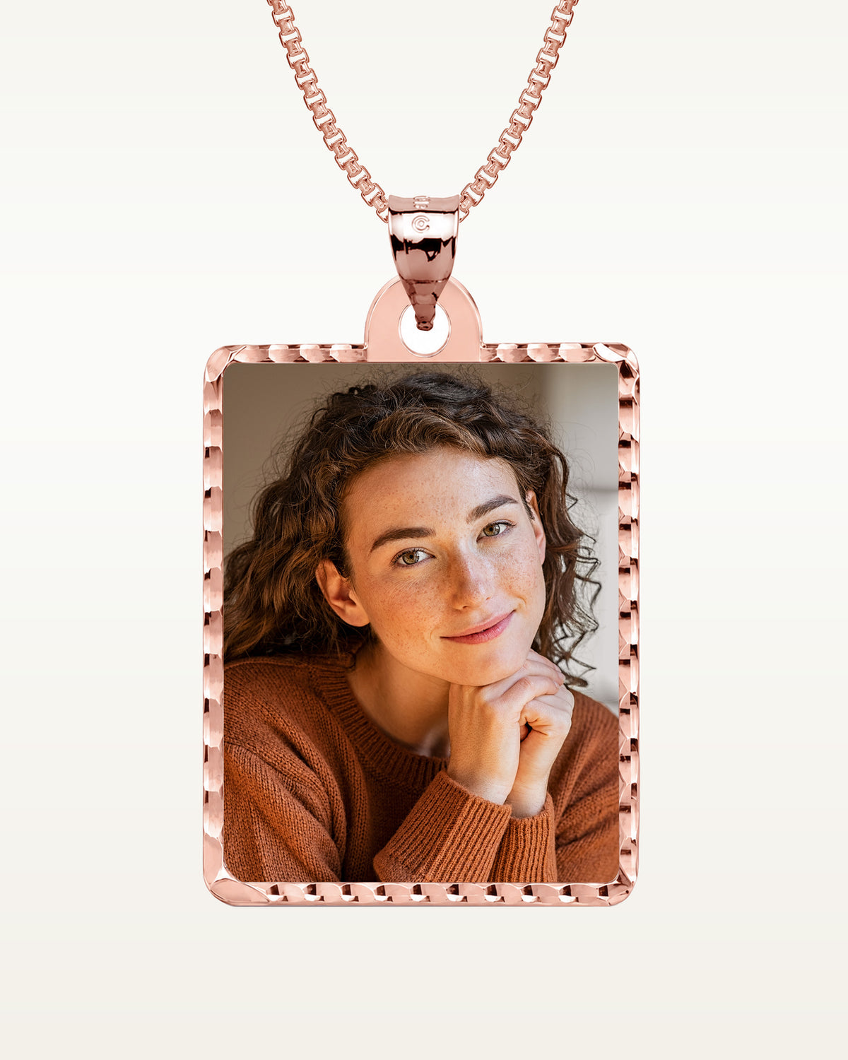 Petite Rectangle w/ Diamond Cut Edge Photo Pendant Charm
