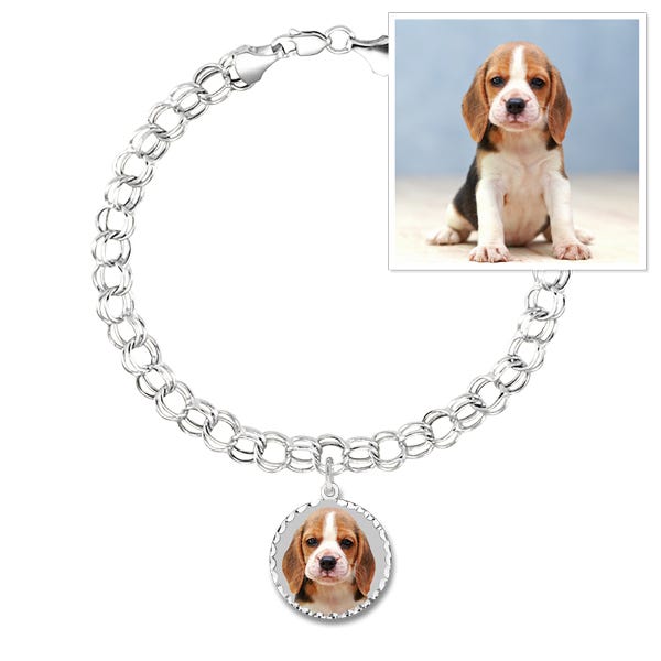 Photo Charm Bracelet w/ 1 Petite Round Picture Charm