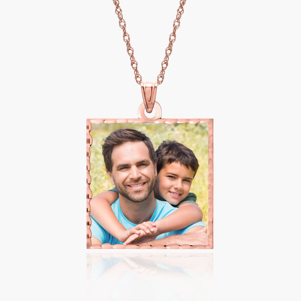 Square Pendant with Diamond Cut Edge Photo Pendant Charm
