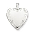 14k White Gold Floral Border Heart Photo Locket