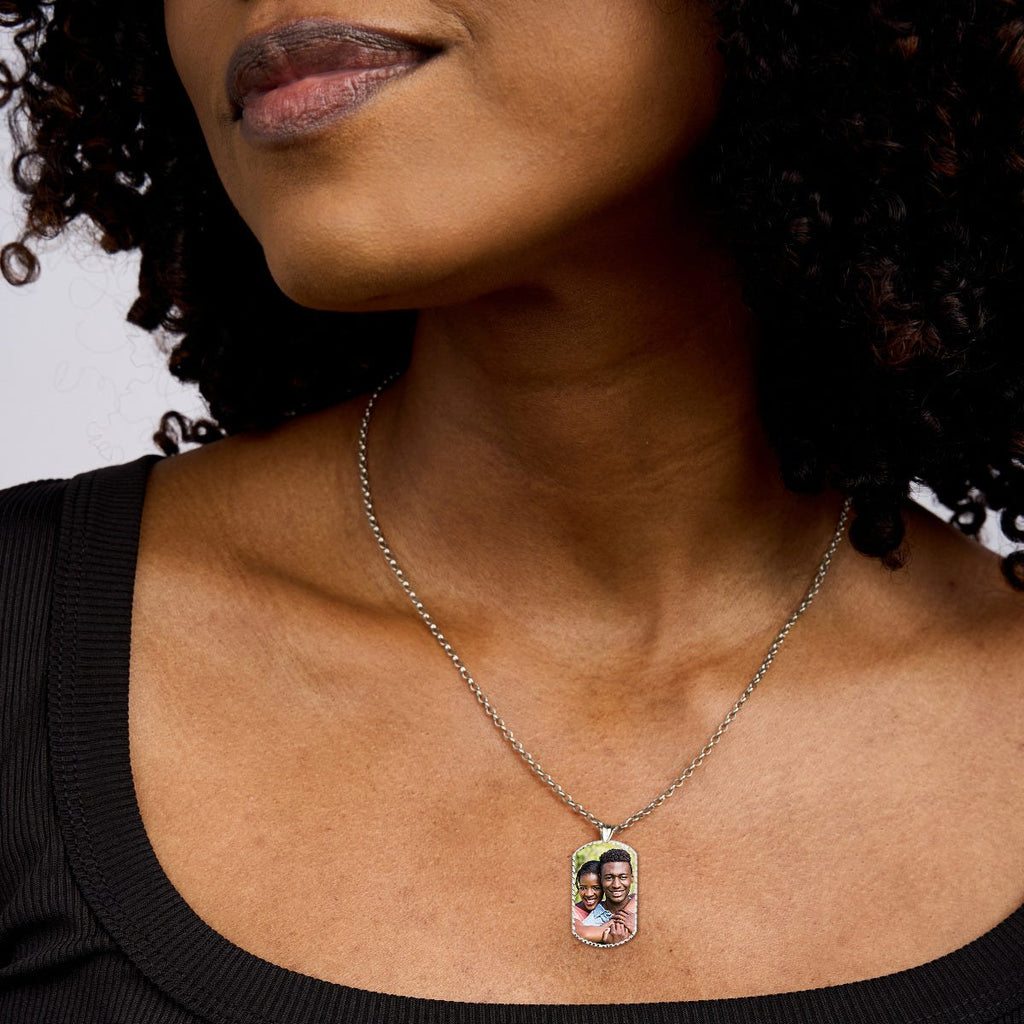 Sterling Silver Dog Tag Swivel Photo Pendant