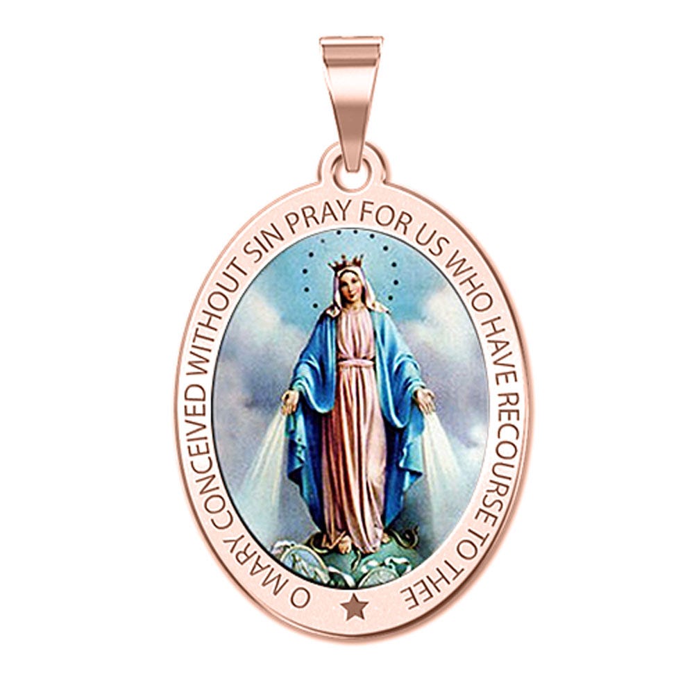 Miraculous Medal Exclusive Color Oval Pendant