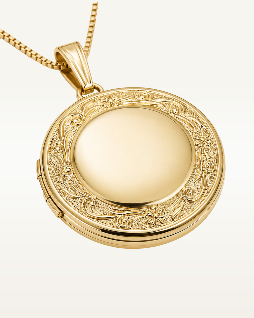 Solid 14k Yellow Gold Round Photo Locket