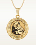 Solid 14k Yellow Gold Blessed Mother Round Photo Locket