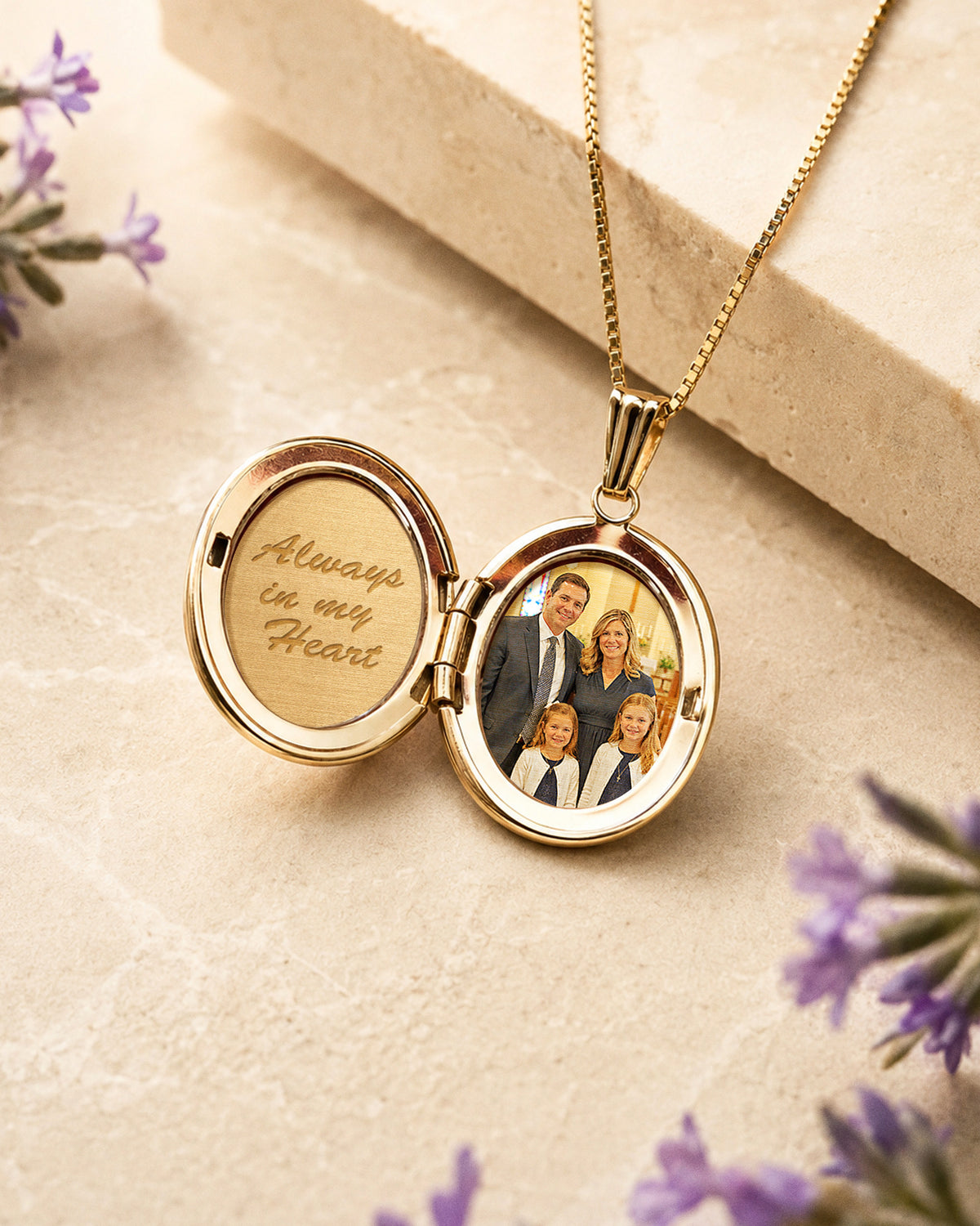 Solid 14k Yellow Gold Dog's Paw Print Round Photo Locket - lifestyle
