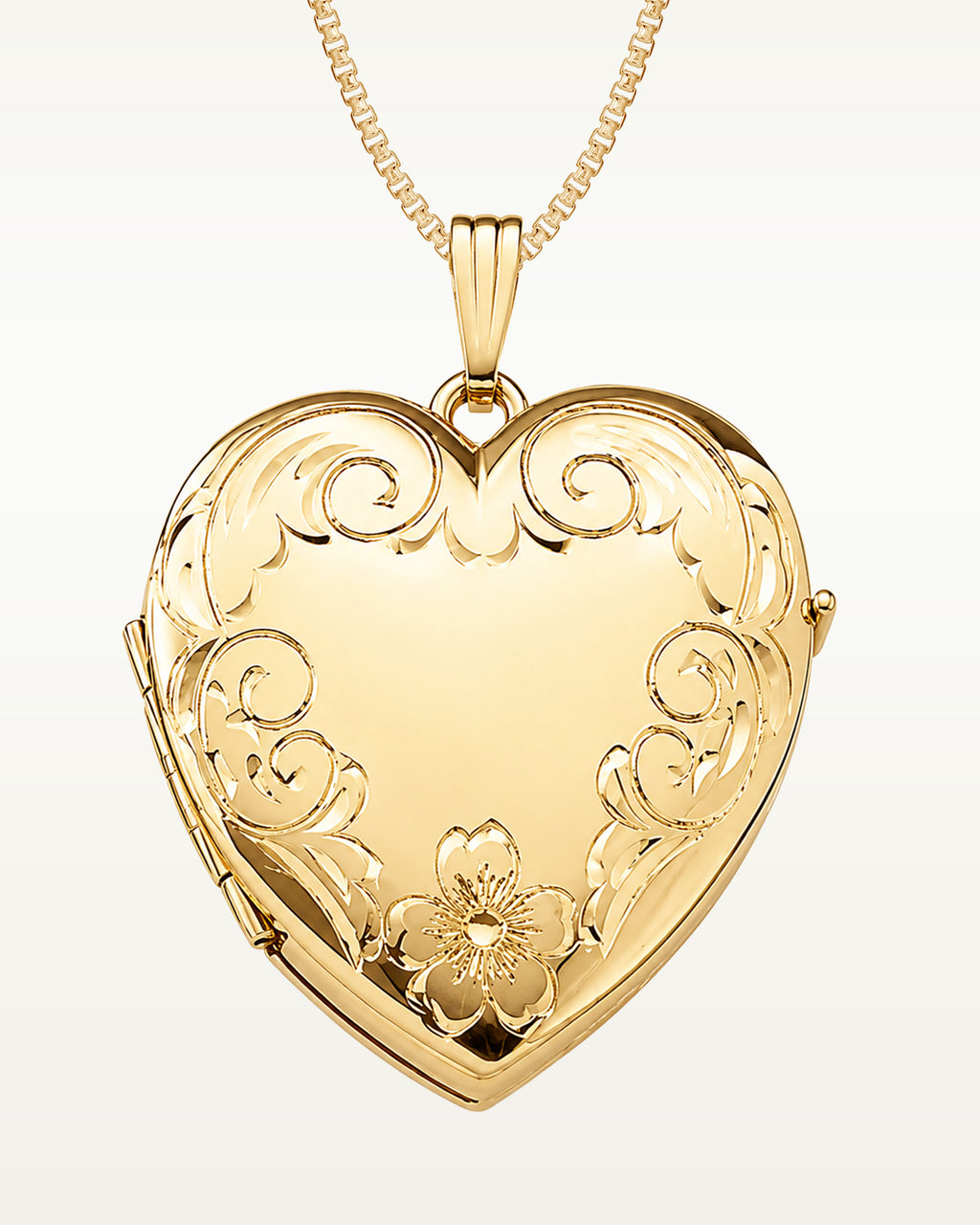 Solid 14K Yellow Gold Heart Four Photo Locket
