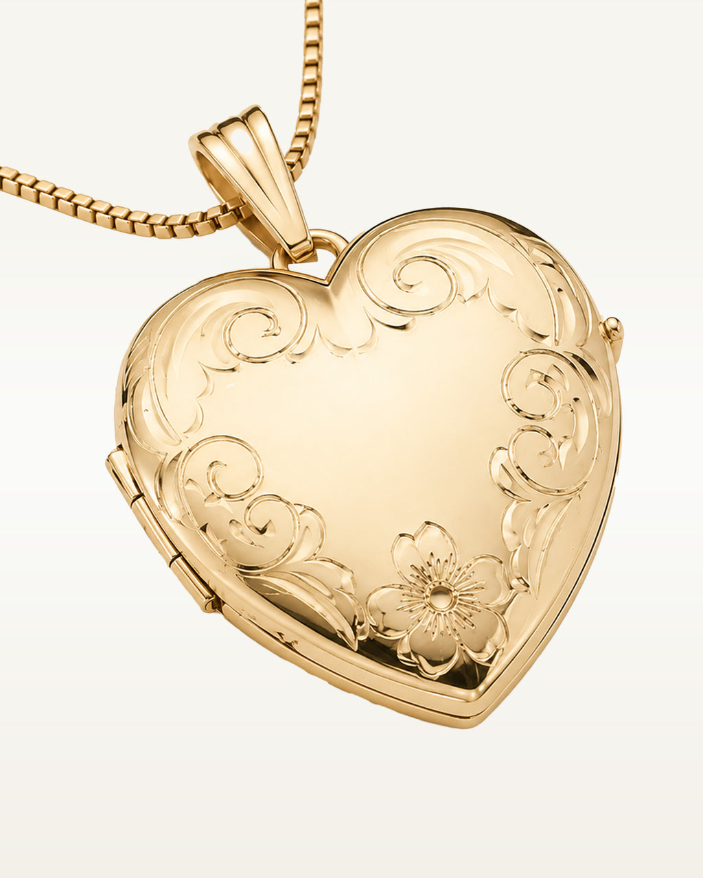Solid 14K Yellow Gold Heart Four Photo Locket