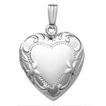 14k White Gold Floral Heart Photo Locket