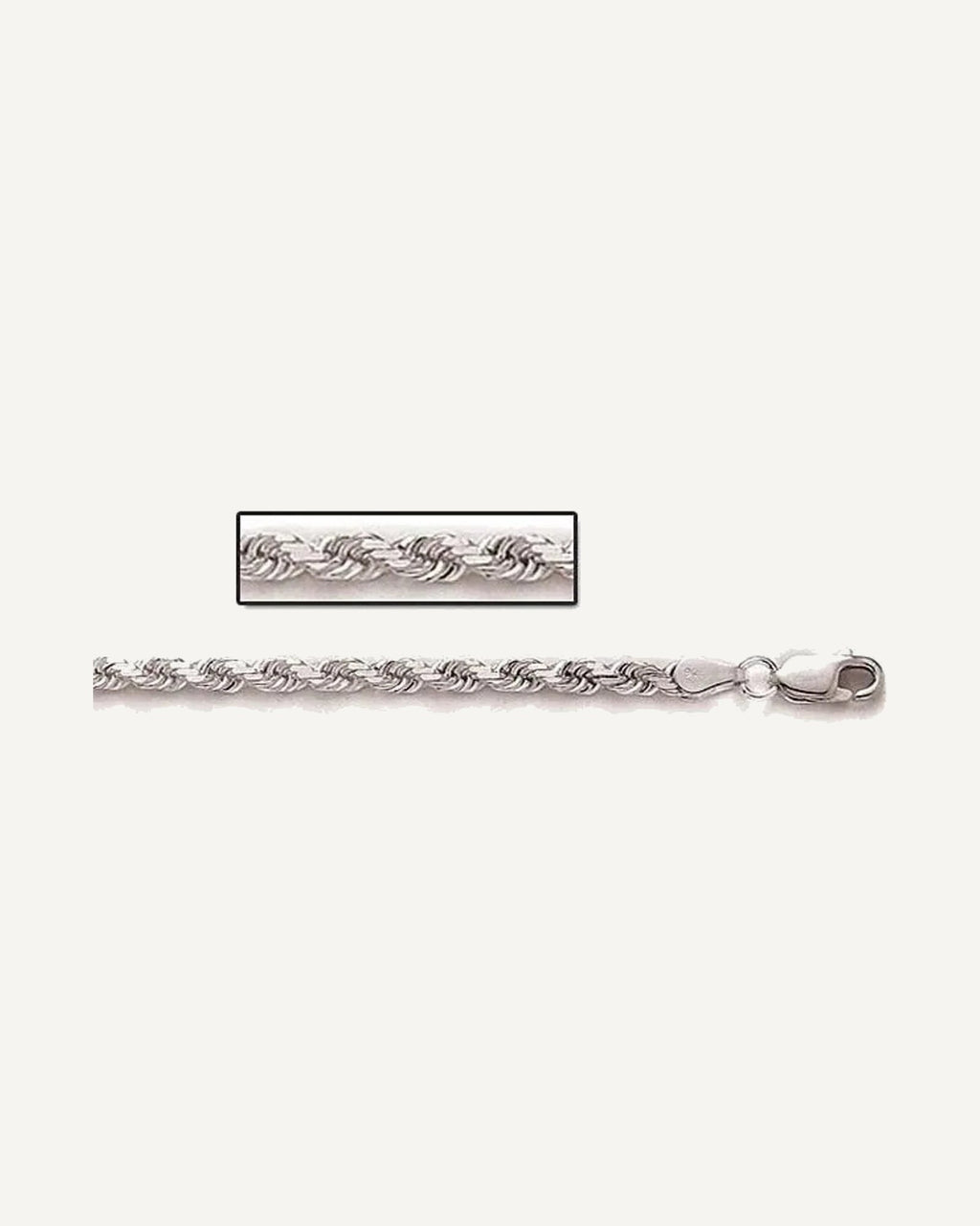 Sterling Silver Diamond Cut Rope Chain 3.50 MM Thick