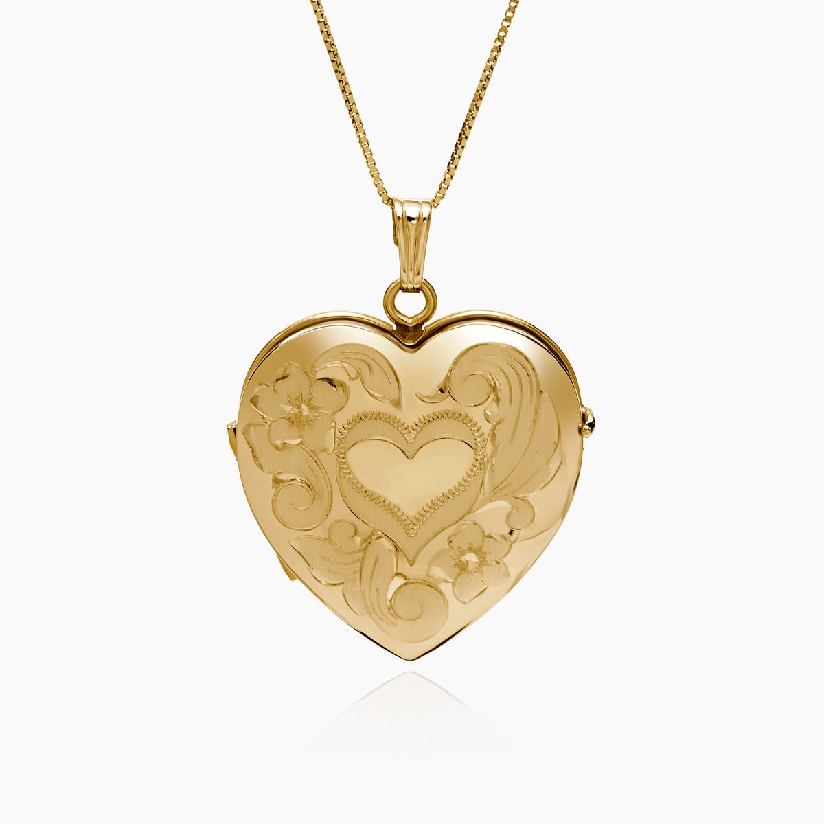 Solid 14K Yellow Gold Heart Four Photo Locket