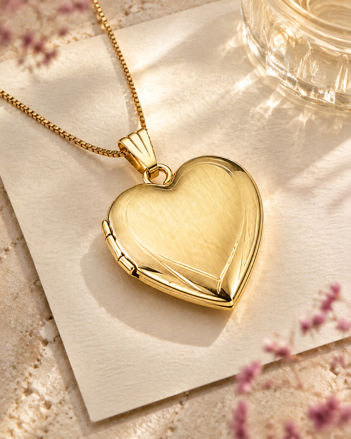 Solid 14k Yellow Gold Small Heart Photo Locket - lifestyle