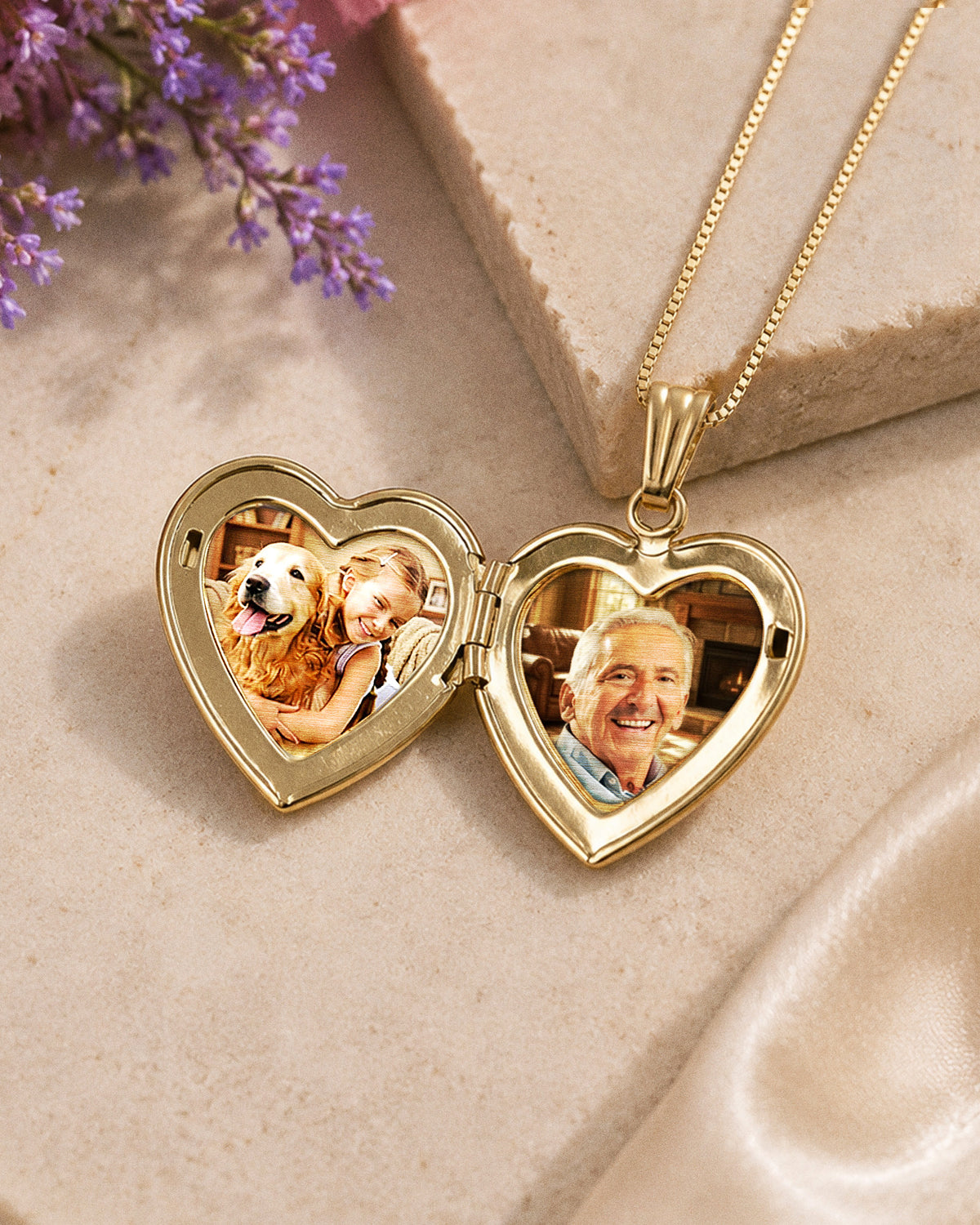 Solid 14k Yellow Gold Small Heart Photo Locket - lifestyle
