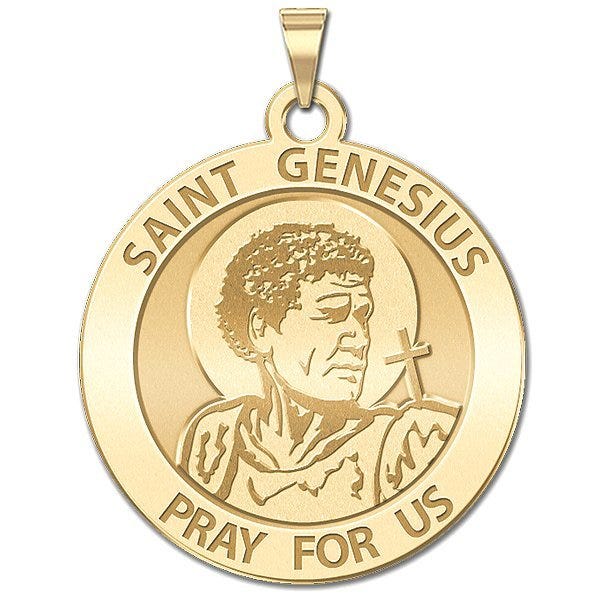 Saint Genesius Round Religious Medal (Traditional) "EXCLUSIVE"