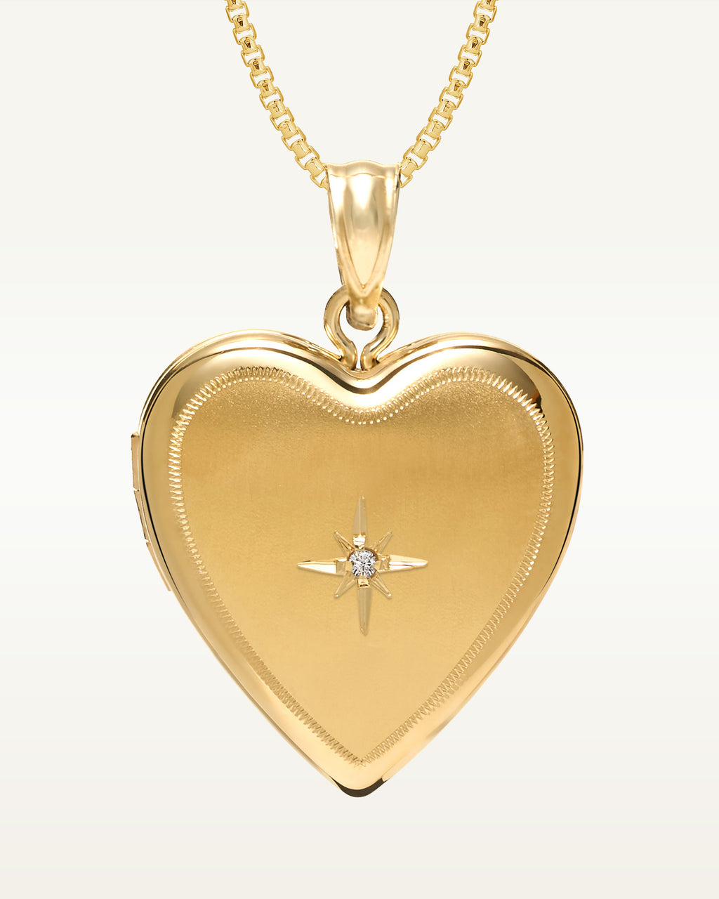 Solid 14k Heart Photo Locket with Genuine Diamond