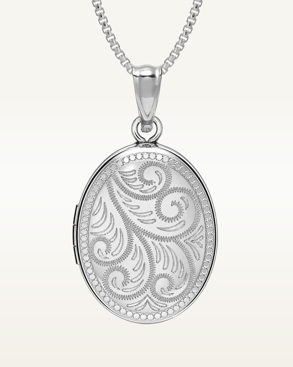 Silver Floral Oval Photo Locket