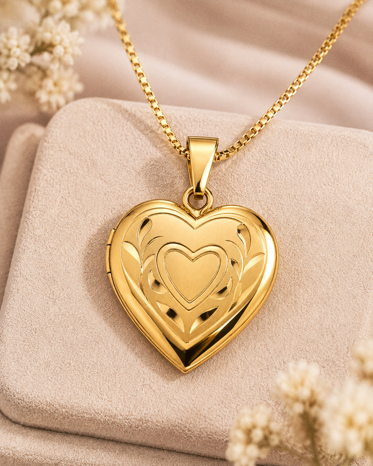 Solid 14k Yellow Gold Small Heart Photo Locket - lifestyle