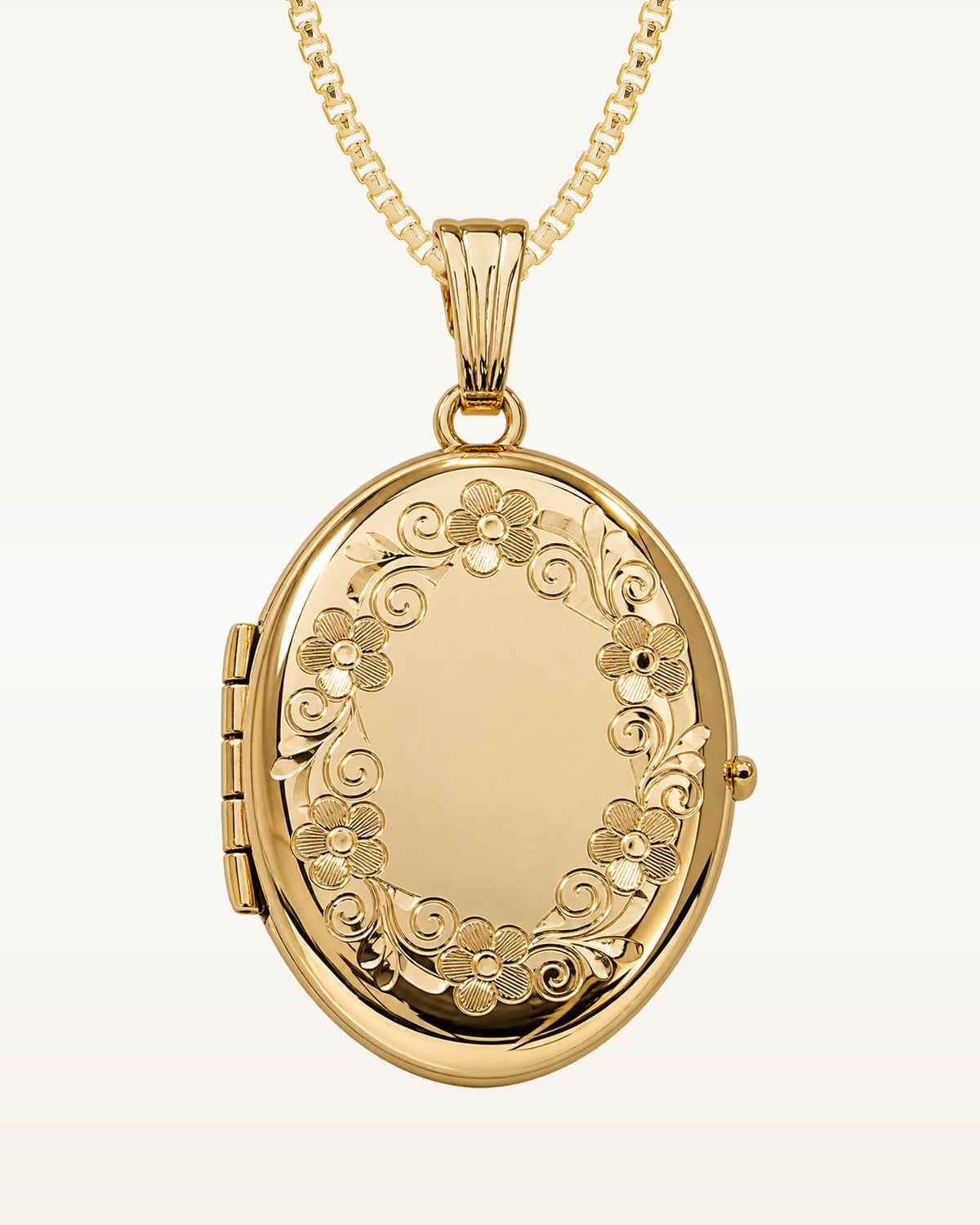 Solid 14K Yellow Gold Oval Four Photo Locket
