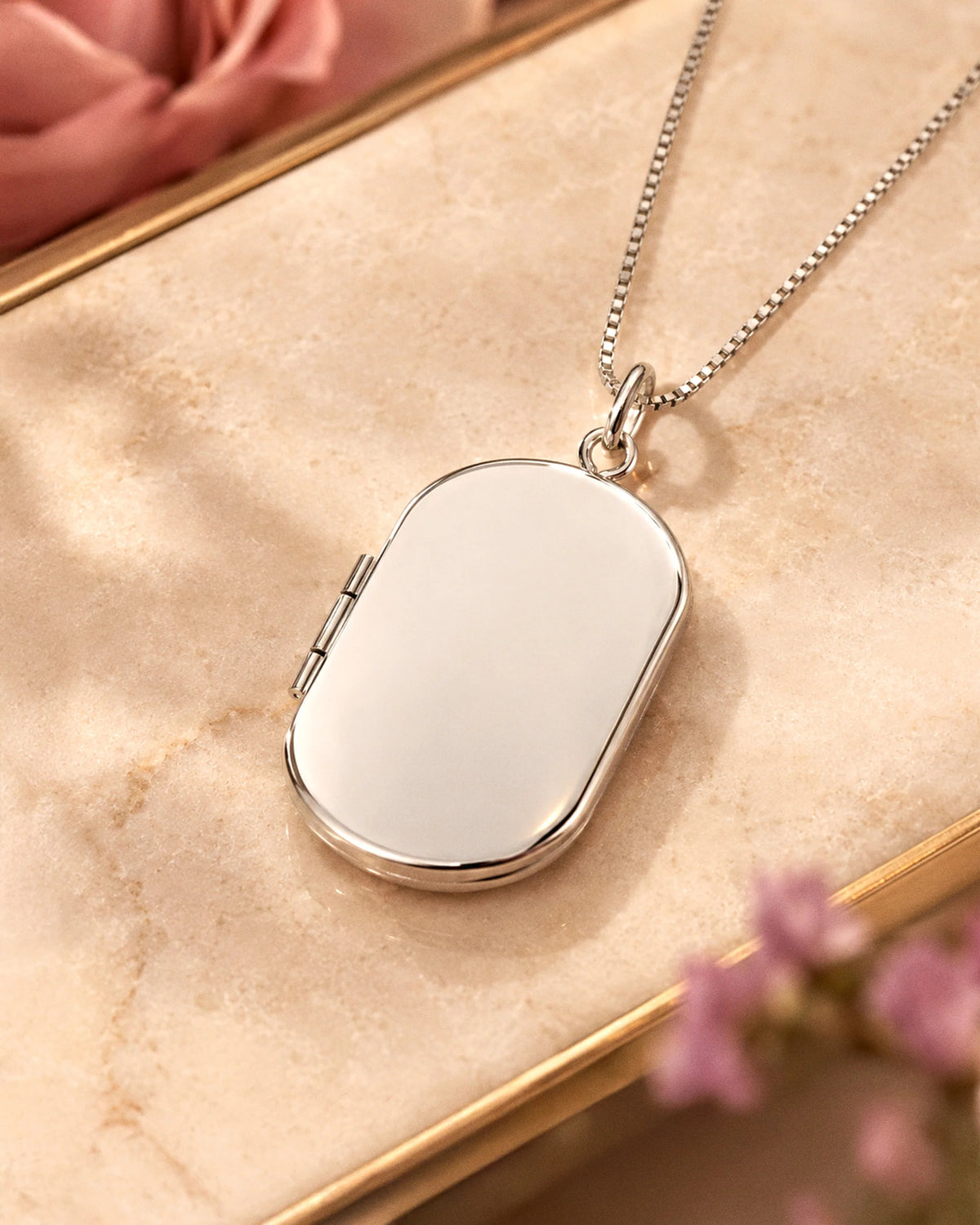 Sterling Silver Dog Tag Photo Locket - lifestyle