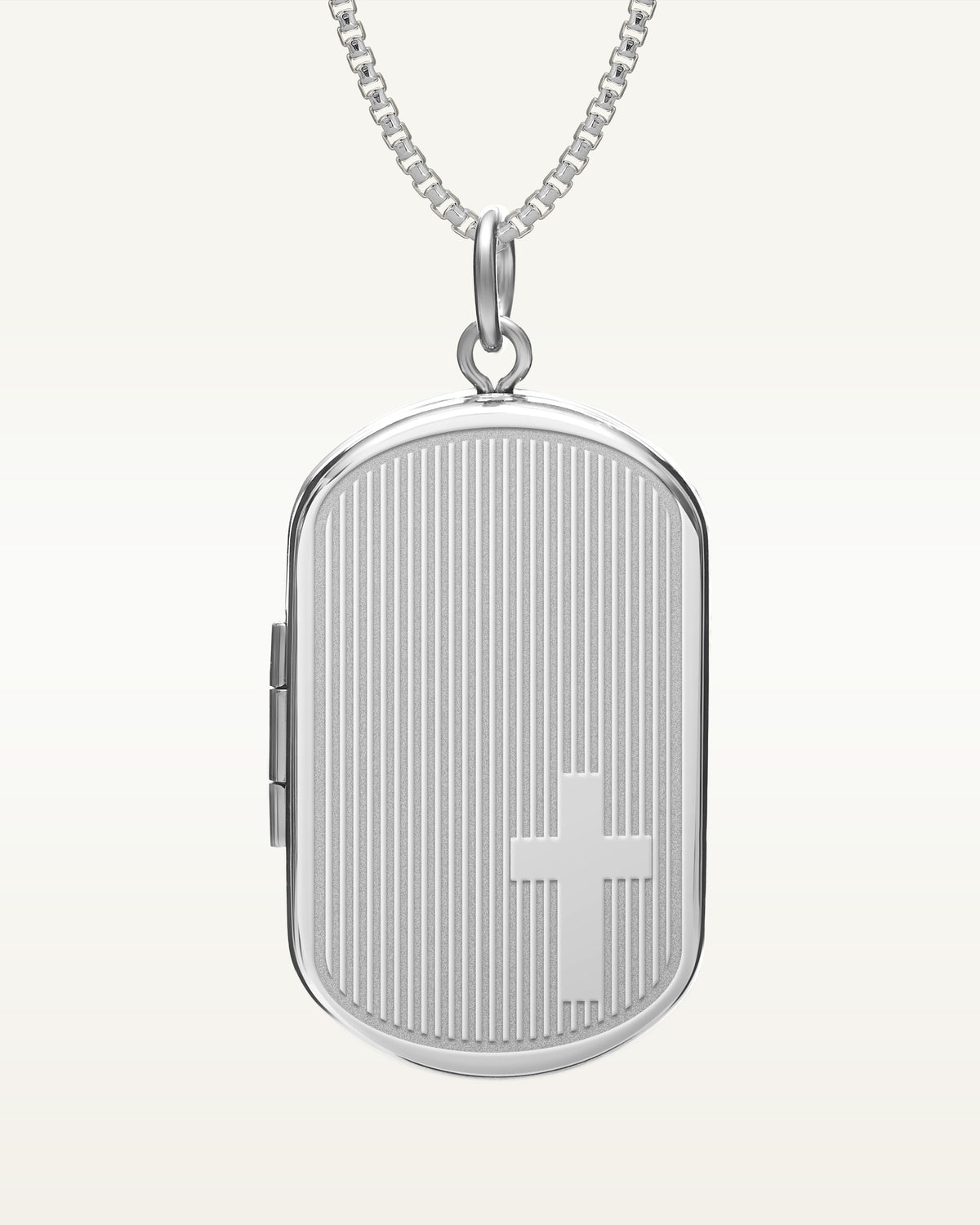 Sterling Silver Cross Dog Tag Photo Locket