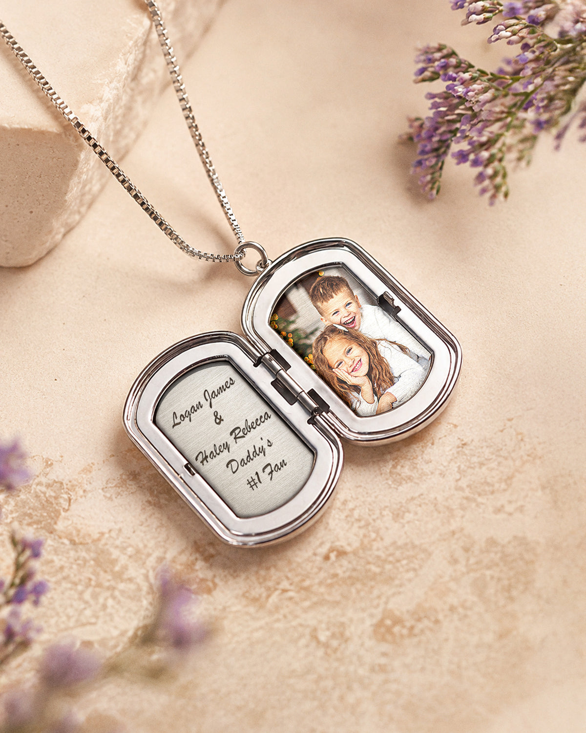 Sterling Silver Cross Dog Tag Photo Locket - lifestyle