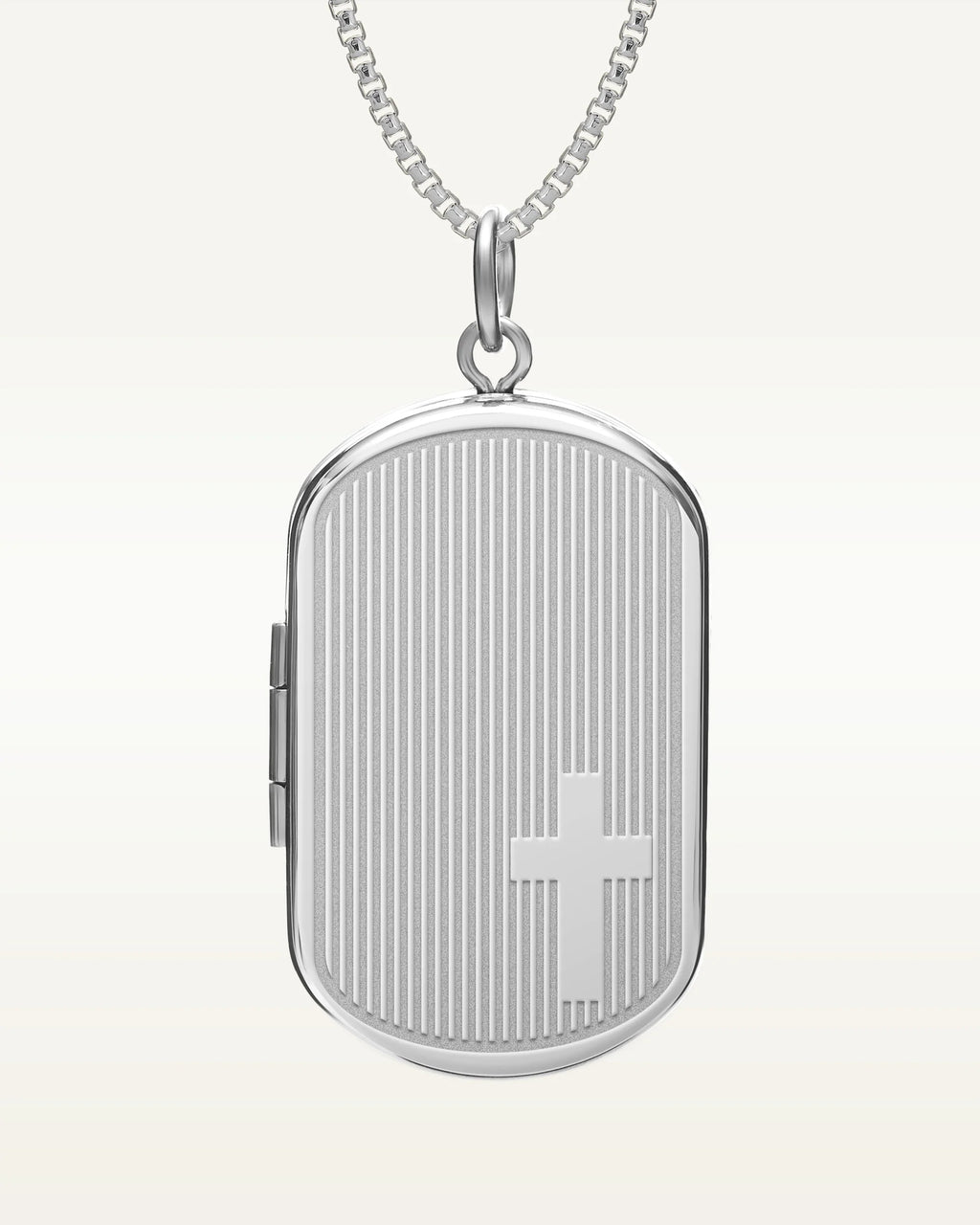 Sterling Silver Cross Dogtag Photo Locket