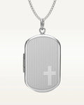 Sterling Silver Cross Dogtag Photo Locket