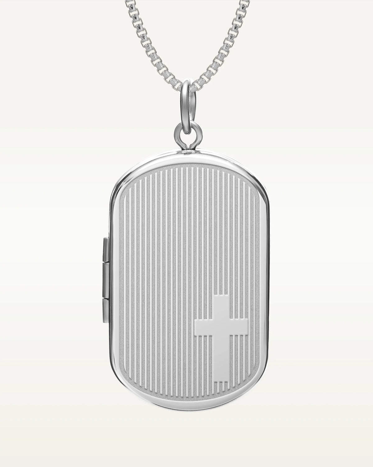 Silver Cross Dogtag Photo Locket